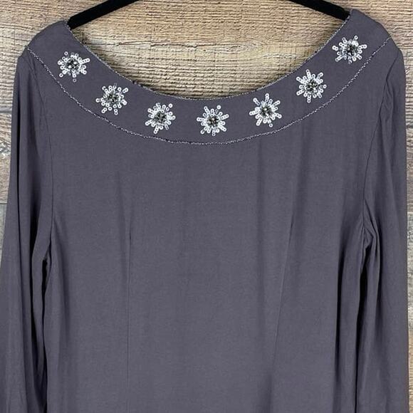 Boden Crop Sleeve Sequin Embellished Dress Gray Size 6 - Picture 8 of 9